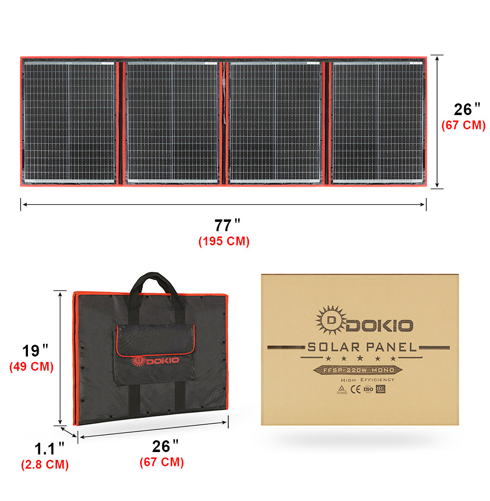 Solar Panel 200W - 도키오 브랜드 유연 접이식 200W 모노