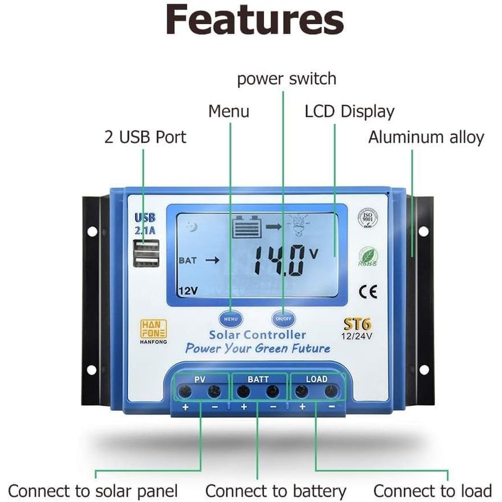 60A 태양광 충전 컨트롤러 12V/24V 자동 전압  - Charge Controller Solar 리뷰 및 가격